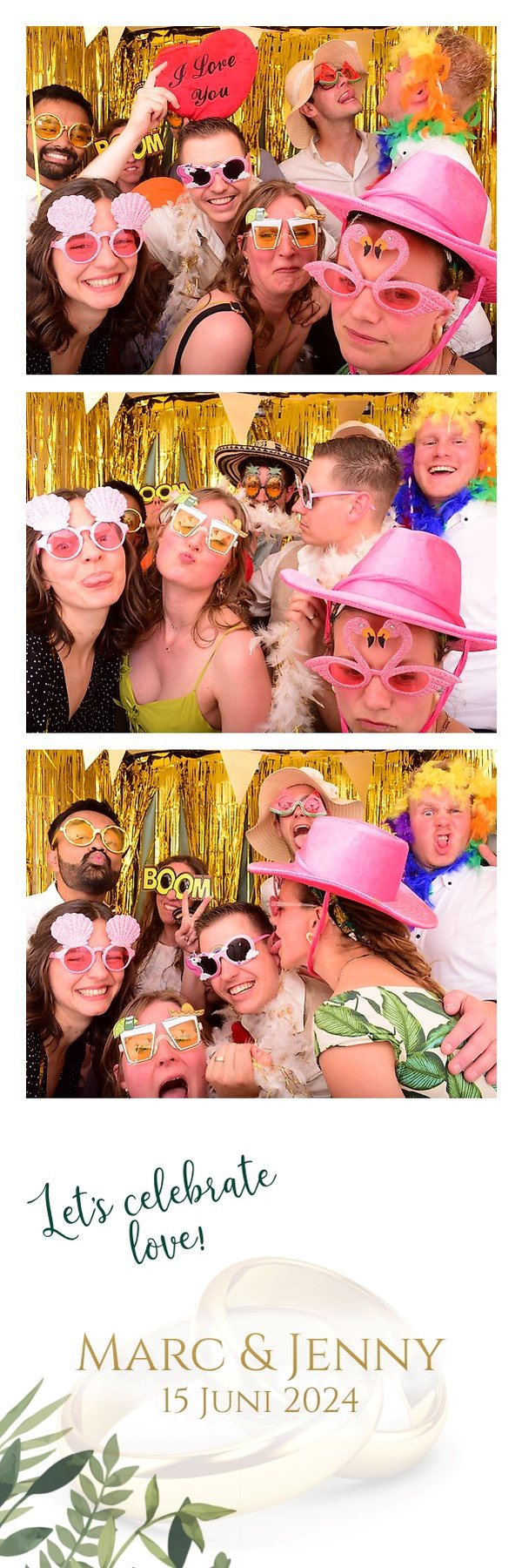 Fotostrip in goud met trouwringen
